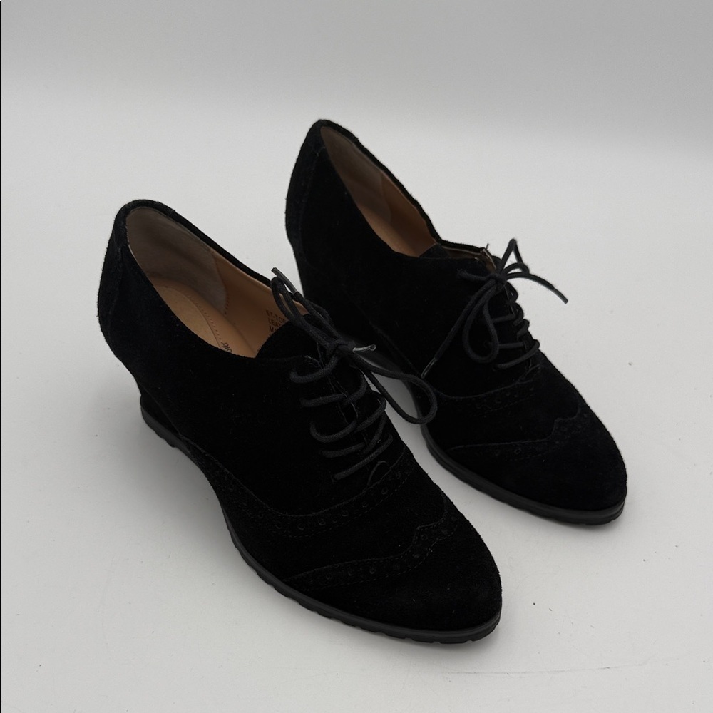 Ellen Tracy active Black Lace-Up wedge booties women 8M suede casual comfort Y2K